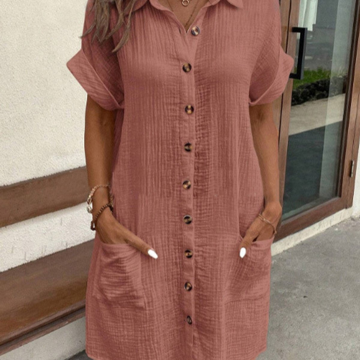 Robe Chemise Courte Boutonnée