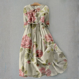 Robe Midi Femme Fleurie à Col V Sans Manches
