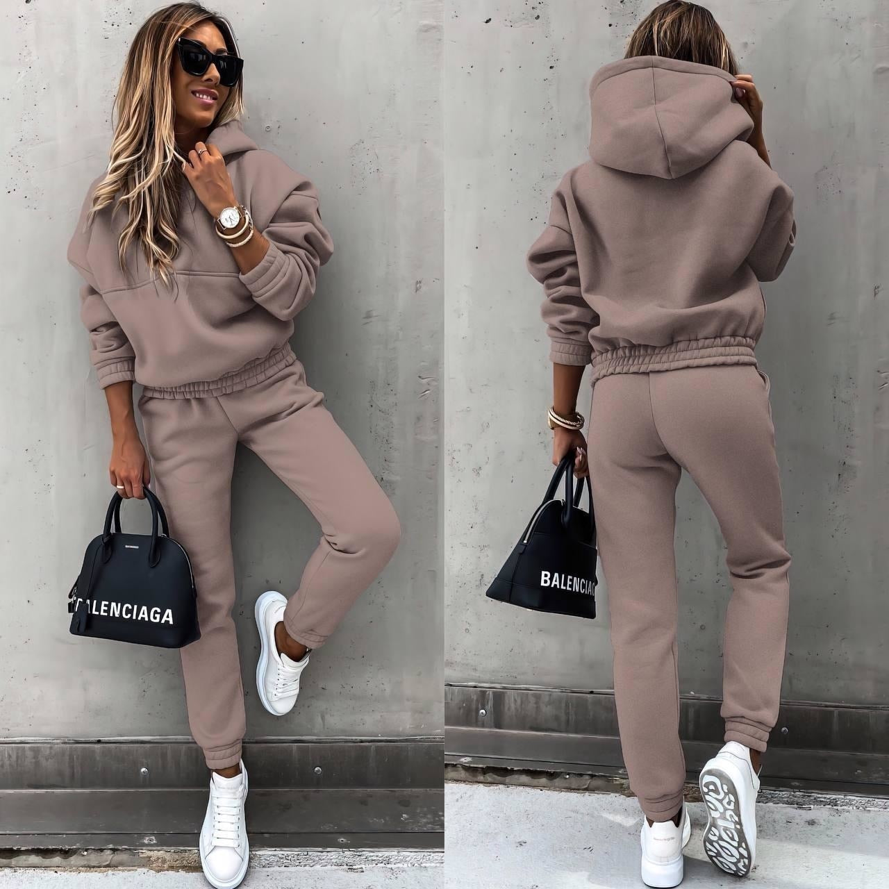 Ensemble Jogging Femme Sweat à Capuche et Pantalon Confort