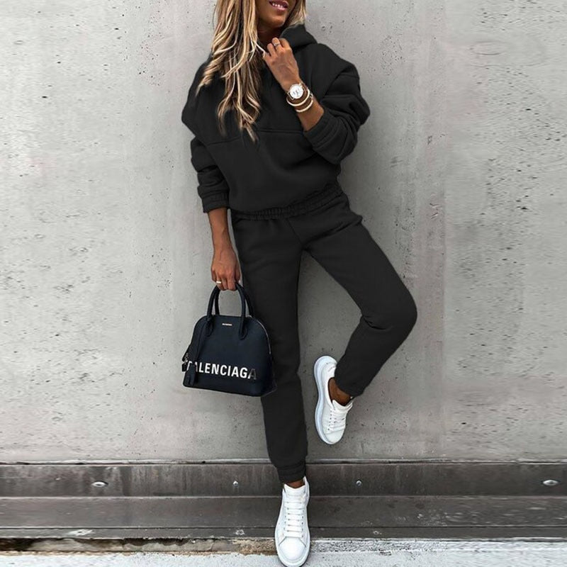 Ensemble Jogging Femme Sweat à Capuche et Pantalon Confort
