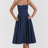 Robe Midi Femme Bustier à Jupe Évasée