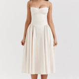 Robe Midi Femme Bustier à Jupe Évasée