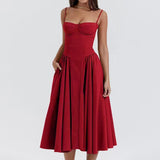 Robe Midi Femme Bustier à Jupe Évasée