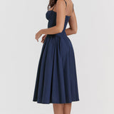 Robe Midi Femme Bustier à Jupe Évasée