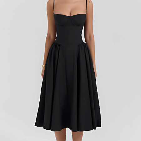 Robe Midi Femme Bustier à Jupe Évasée