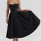 Robe Midi Femme Bustier à Jupe Évasée
