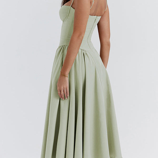 Robe Midi Femme Bustier à Jupe Évasée
