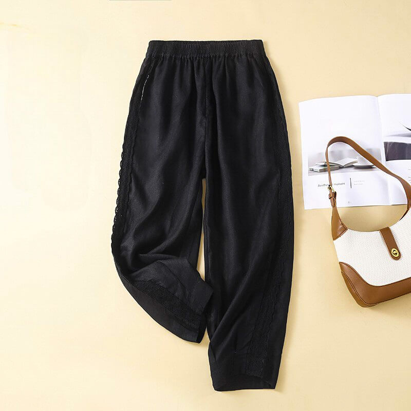 Pantalon Lin Ample Taille Élastique Confort Naturel