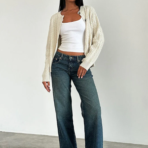 Jean Large Taille Basse Style Y2K Moderne