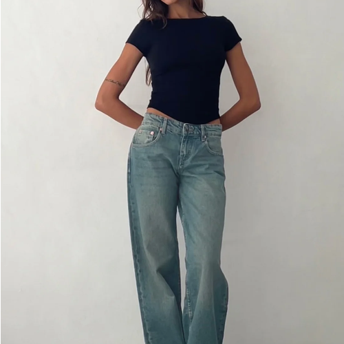 Jean Large Taille Basse Style Y2K Moderne