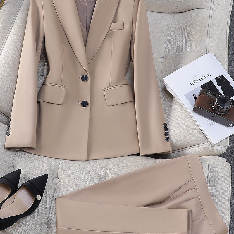 Ensemble blazer et pantalon femme aspect tweed