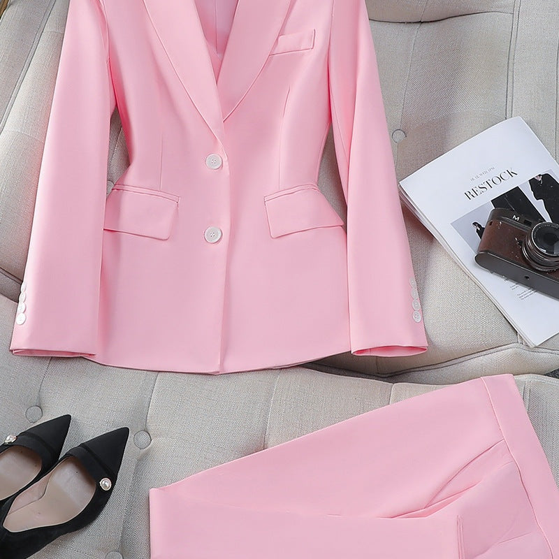 Ensemble blazer et pantalon femme aspect tweed
