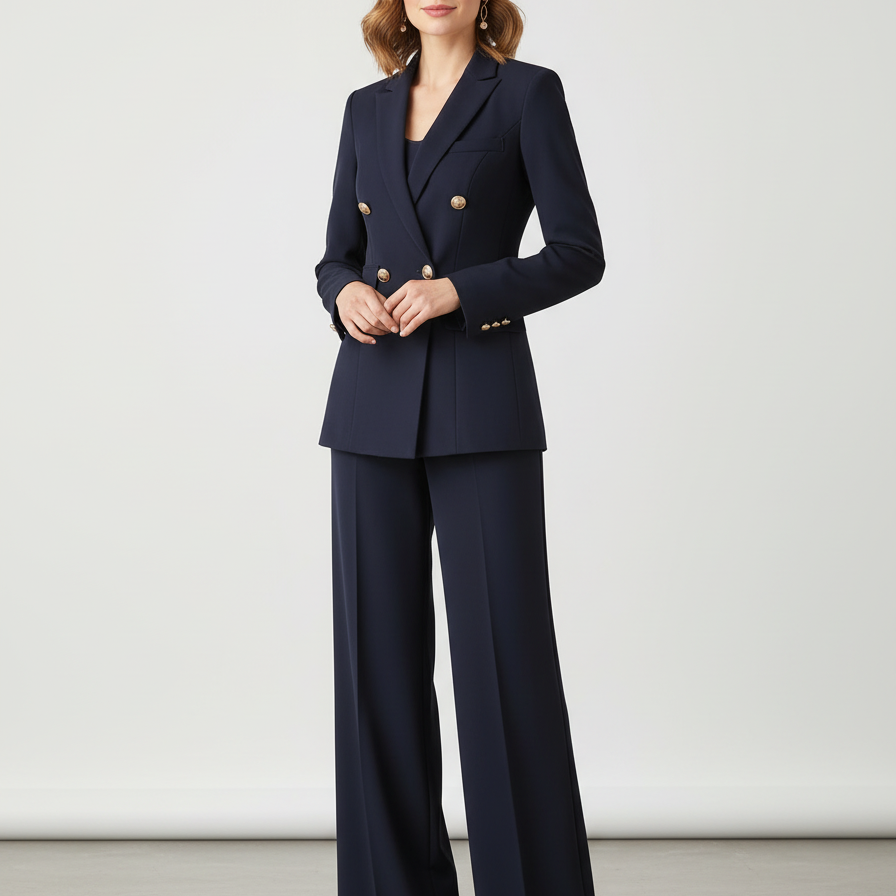 Ensemble femme blazer tailleur et pantalon large
