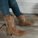 Bottes Cowboy Suédine Brodées Style Western Chic