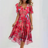 Robe Midi Fleurie à Col V