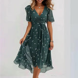 Robe Midi Fleurie à Col V