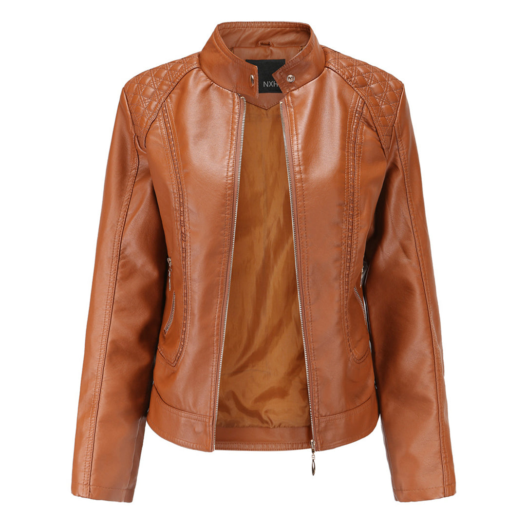 Veste Femme Simili Cuir Élégante Style Biker