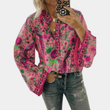 Blouse Femme Bohème Fleurie – Chemisier Col V Ample
