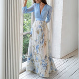Robe Longue Femme Fleurie Cache-Cœur à Col V