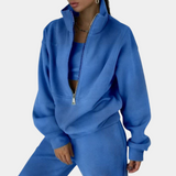 Ensemble deux pièces femme sweat col zippé et pantalon droit