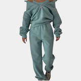 Ensemble deux pièces femme sweat col zippé et pantalon droit