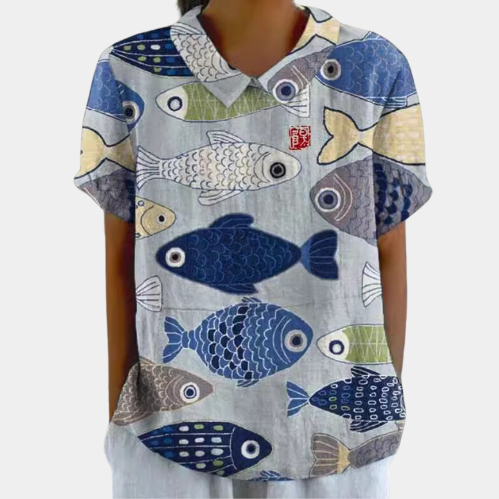 Blouse Imprimée à Col Rond