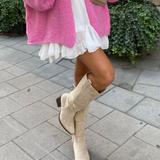 Bottes Hautes Suédées Élégantes Talon Confort Style Chic