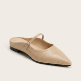 Mules plates à enfiler aspect cuir pour femme