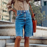 Short Bermuda en Jean Taille Haute