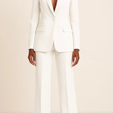 Ensemble Tailleur Femme Blazer Ajusté Pantalon Large Élégant