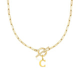 Collier maille trombone avec pendentif initiale