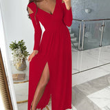 Robe Femme Longue Fendue – Robe Élégante Col V