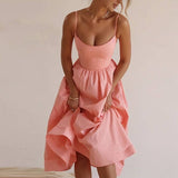 Robe Midi Bretelles Évasée Taille Cintrée Élégance Été