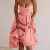 Robe Midi Bretelles Évasée Taille Cintrée Élégance Été