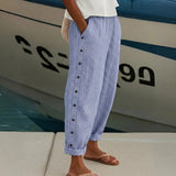 Pantalon Rayé Taille Élastique