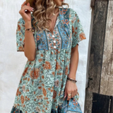 Robe Courte Imprimée à Manches Longues