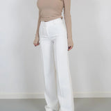 Pantalon Large Taille Haute Coupe Droite Élégance Quotidienne