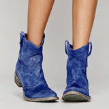 Bottines Western Courtes Effet Daim Talon Bas Style Décontracté