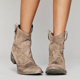 Bottines Western Courtes Effet Daim Talon Bas Style Décontracté