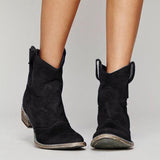 Bottines Western Courtes Effet Daim Talon Bas Style Décontracté