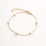 Bracelet femme perles doré à chaîne ajustable