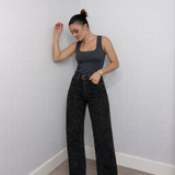 Jean Taille Haute Coupe Large Denim Confort Moderne