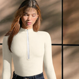 Body Zip Col V Coupe Ajustée Élégance Moderne