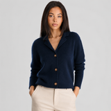 Cardigan en maille à col cranté boutonné pour femme