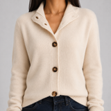 Cardigan en maille à col cranté boutonné pour femme