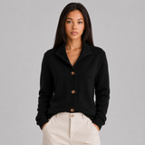 Cardigan en maille à col cranté boutonné pour femme
