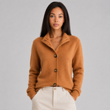 Cardigan en maille à col cranté boutonné pour femme