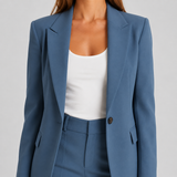 Tailleur femme blazer à revers cranté et pantalon droit