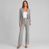 Tailleur femme blazer à revers cranté et pantalon droit