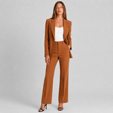 Tailleur femme blazer à revers cranté et pantalon droit